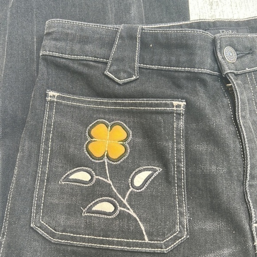 RARE Polo Ralph Lauren Jenn embroidered flared jeans RL Luxury Style - Picture 7 of 16